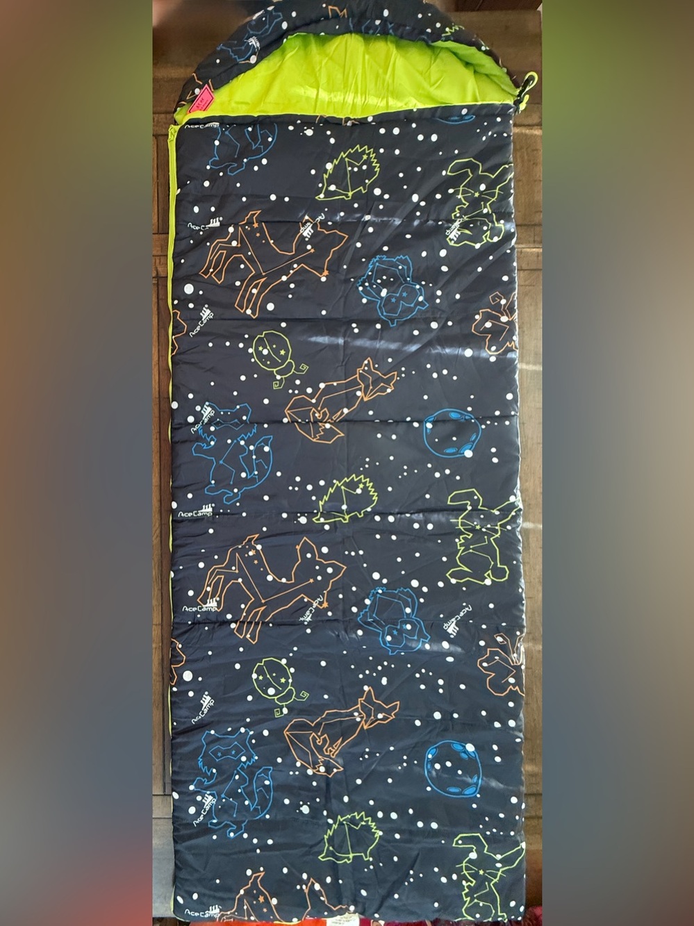 AceCamp Unisex In & Outdoor Glow-in-The-Dark Animal Constellations Sleeping Bag